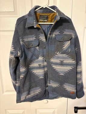 Jachs Blue and Gray Patterned Overshirt